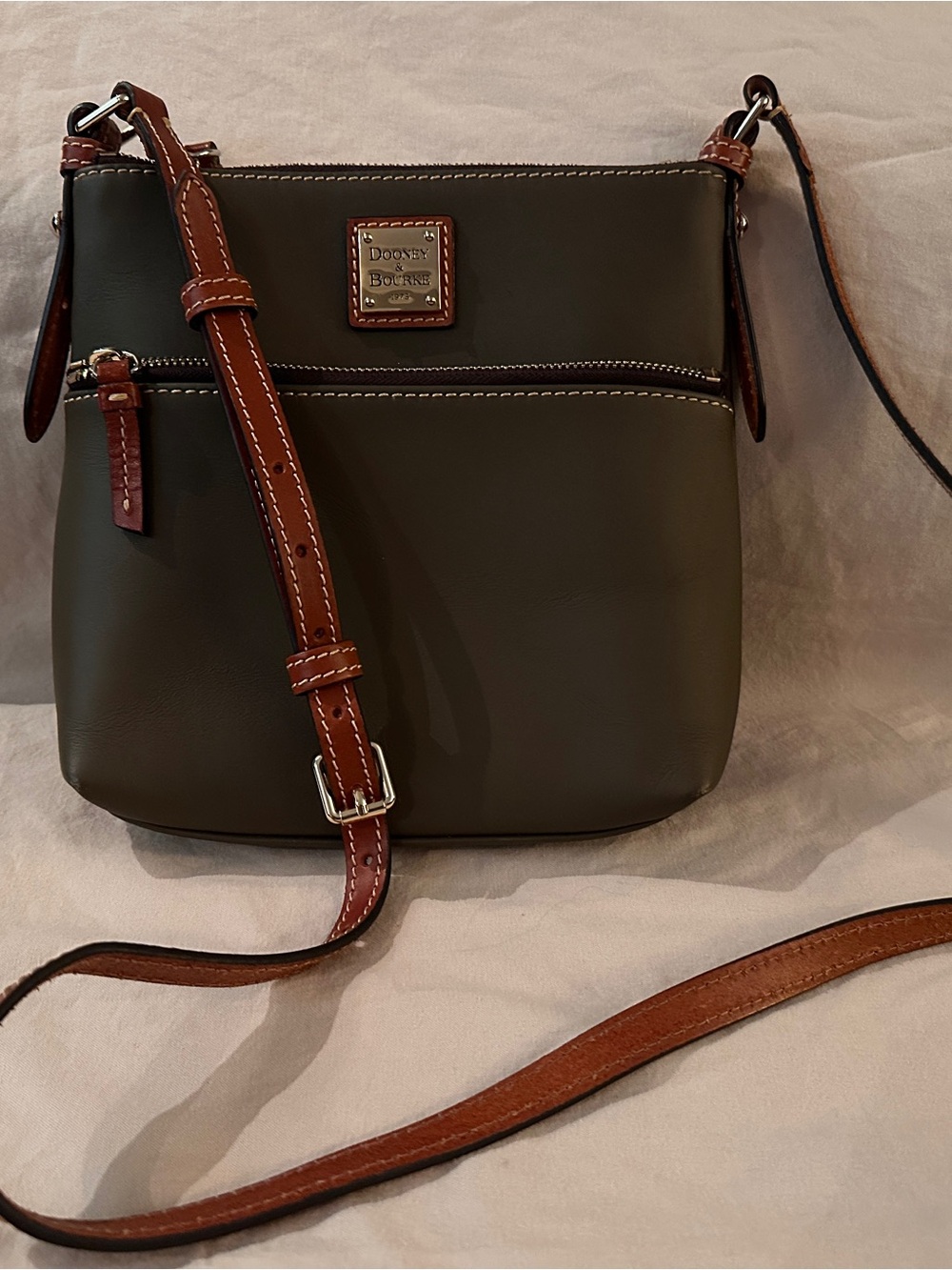 Dooney & Bourke Olive and Brown Leather Crossbody